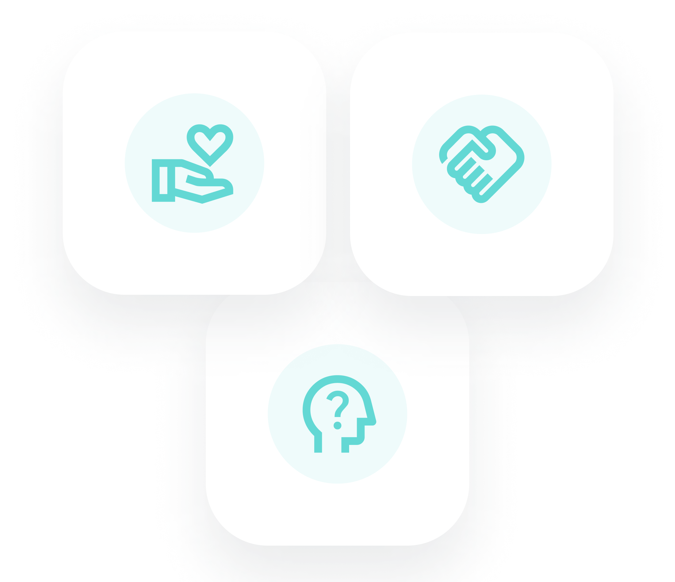 An iillustration showcasing icons that represent Goodcall's core values- service, empathy and curiosity